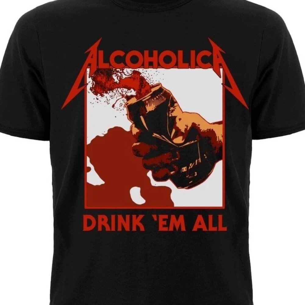 Alcoholica Parody Metal T-Shirt | Funny Drinking Tee